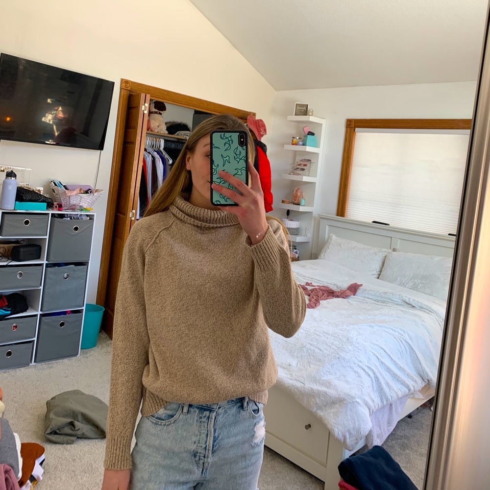 Tan turtleneck sweater
